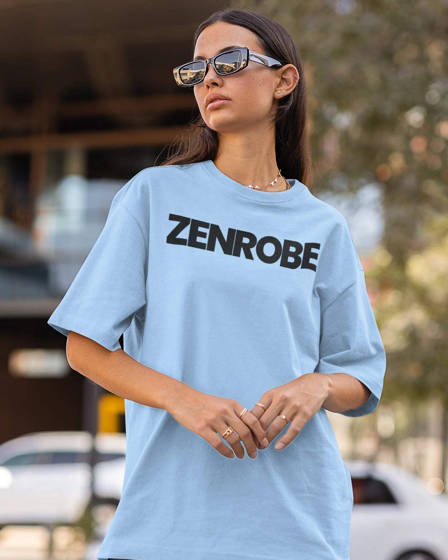 Zenrobe Originals Oversized Women's Tshirt - zenrobe- Baby-Blue-XXL- 699.00