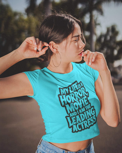 Leading Actress Women's Crop Top - zenrobe- SkyBlue-XXL- 699.00