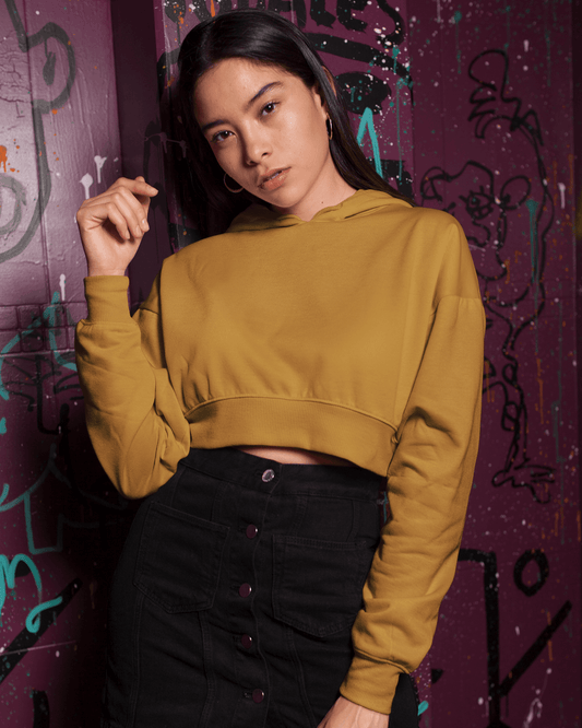 Perfect Crop Hoodie - zenrobe- Mustard-Yellow-XXL- 699.00