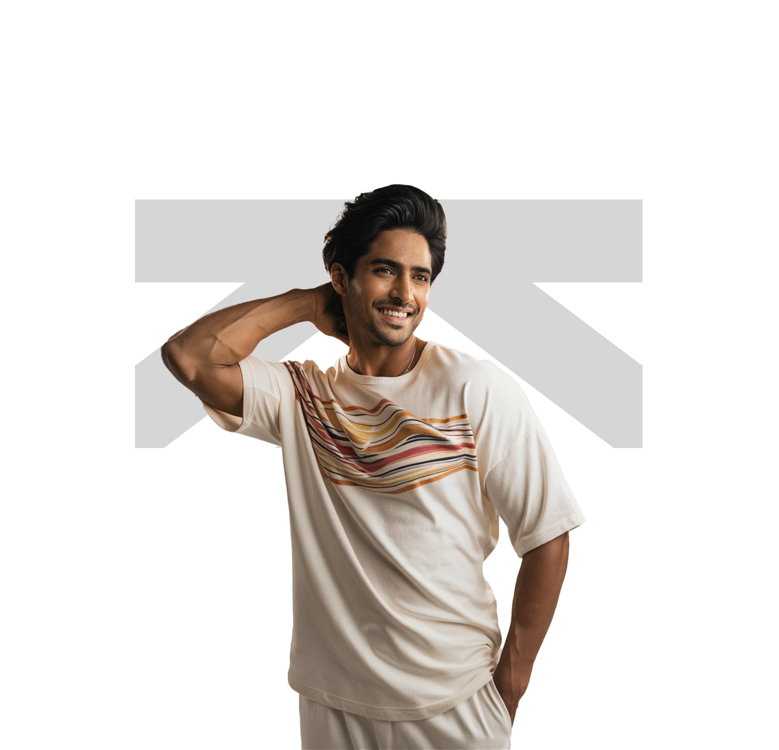 Model wearing a zenrobe's premium oversized  tshirt.