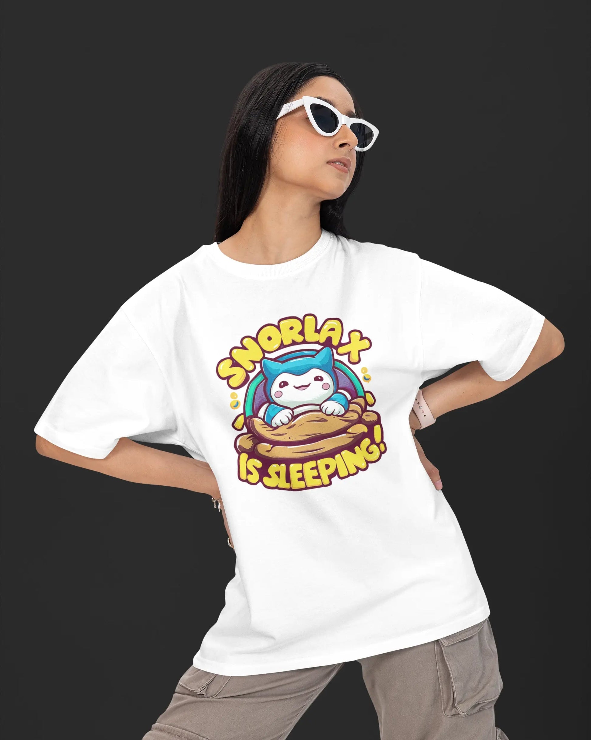 Snorlax oversized t-shirt- white color