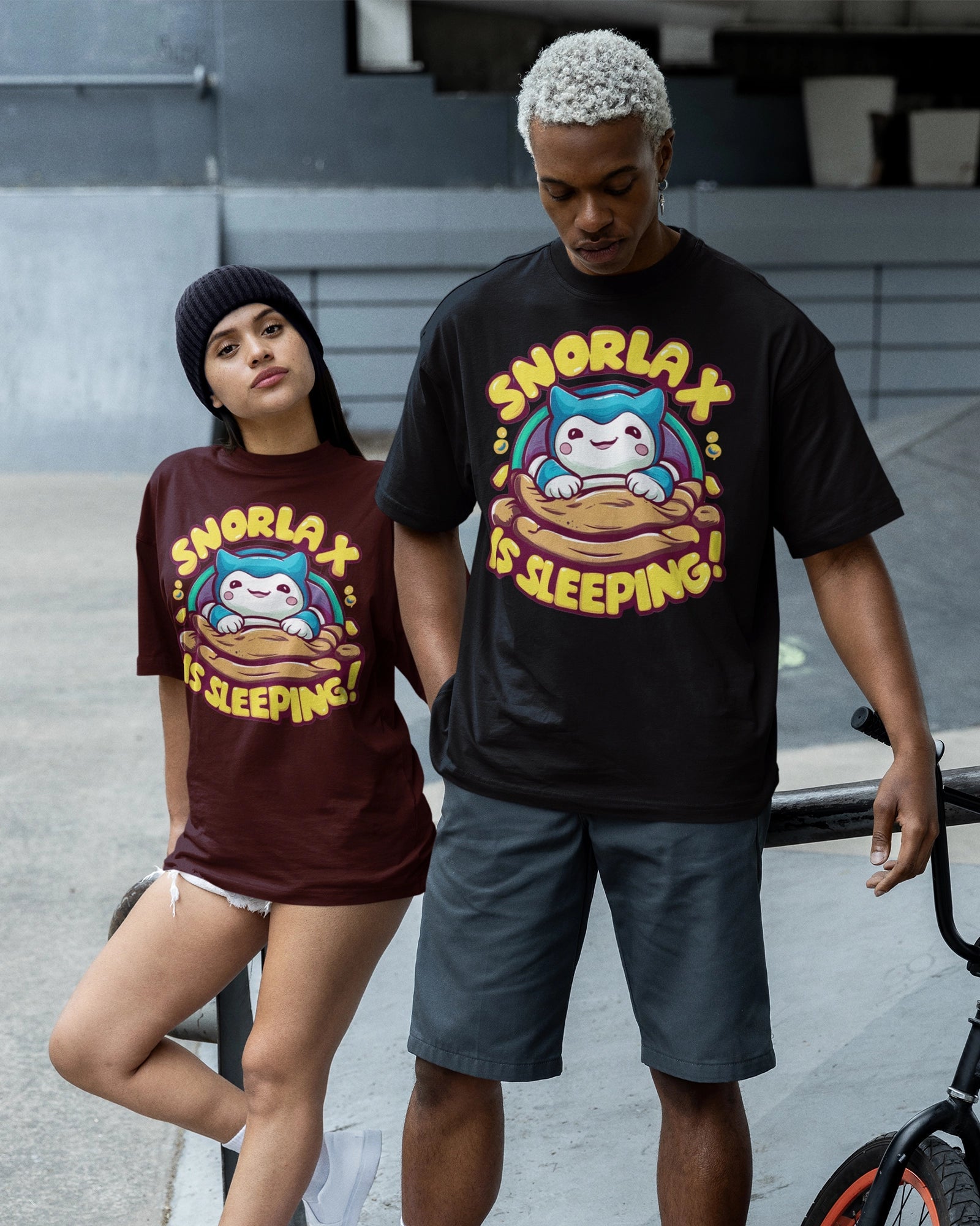 Snorlax Pokémon Unisex Oversized Tshirt Black / XXL- Black / XXL- 799.00