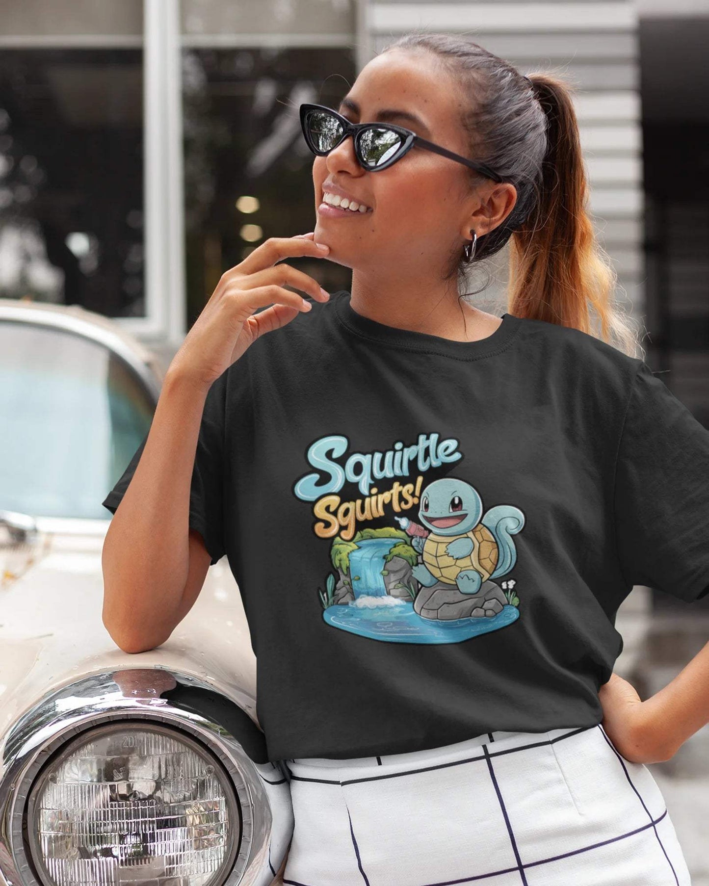 Squirtle Pokémon Unisex Oversized Tshirt - zenrobe- Black-XXL- 799.00