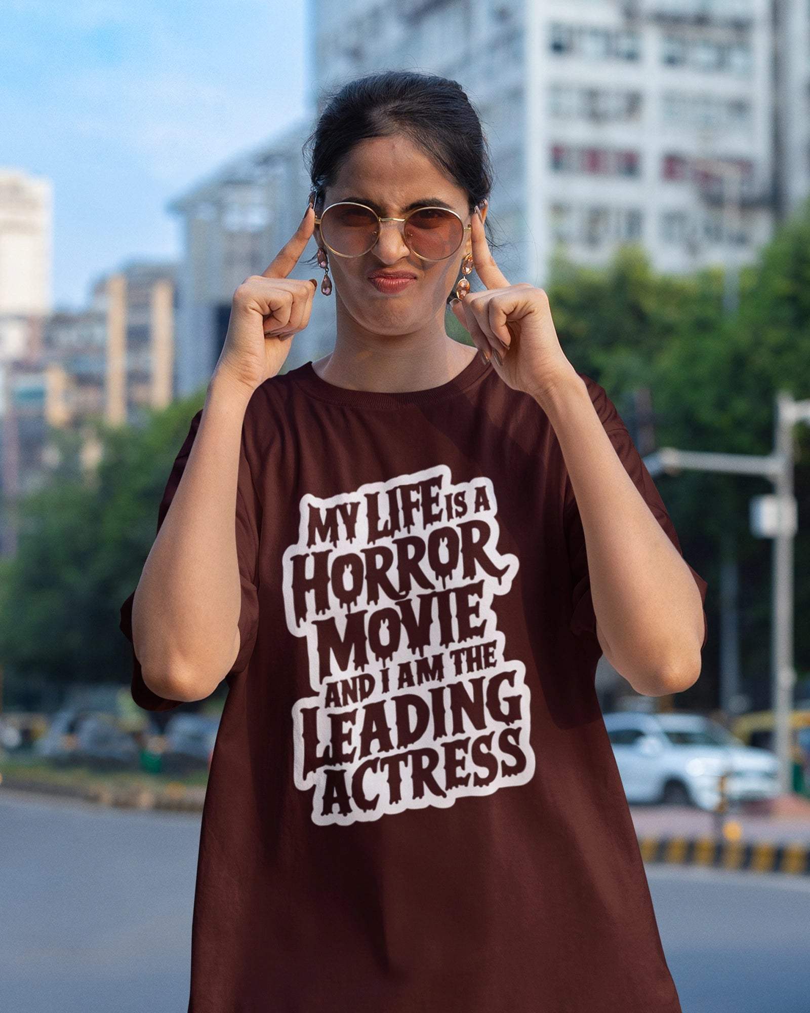 Leading Actress Women's Oversized Tshirt - zenrobe- Maroon-XXL- 799.00