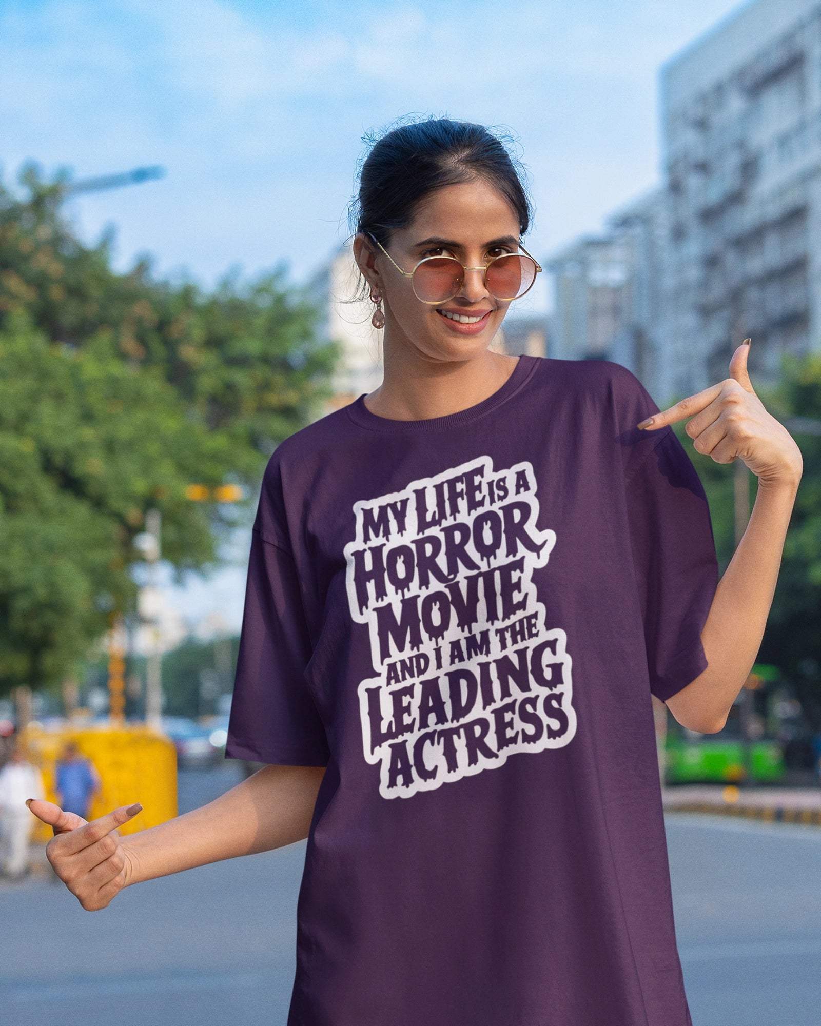Leading Actress Women's Oversized Tshirt - zenrobe- Purple-XXL- 799.00