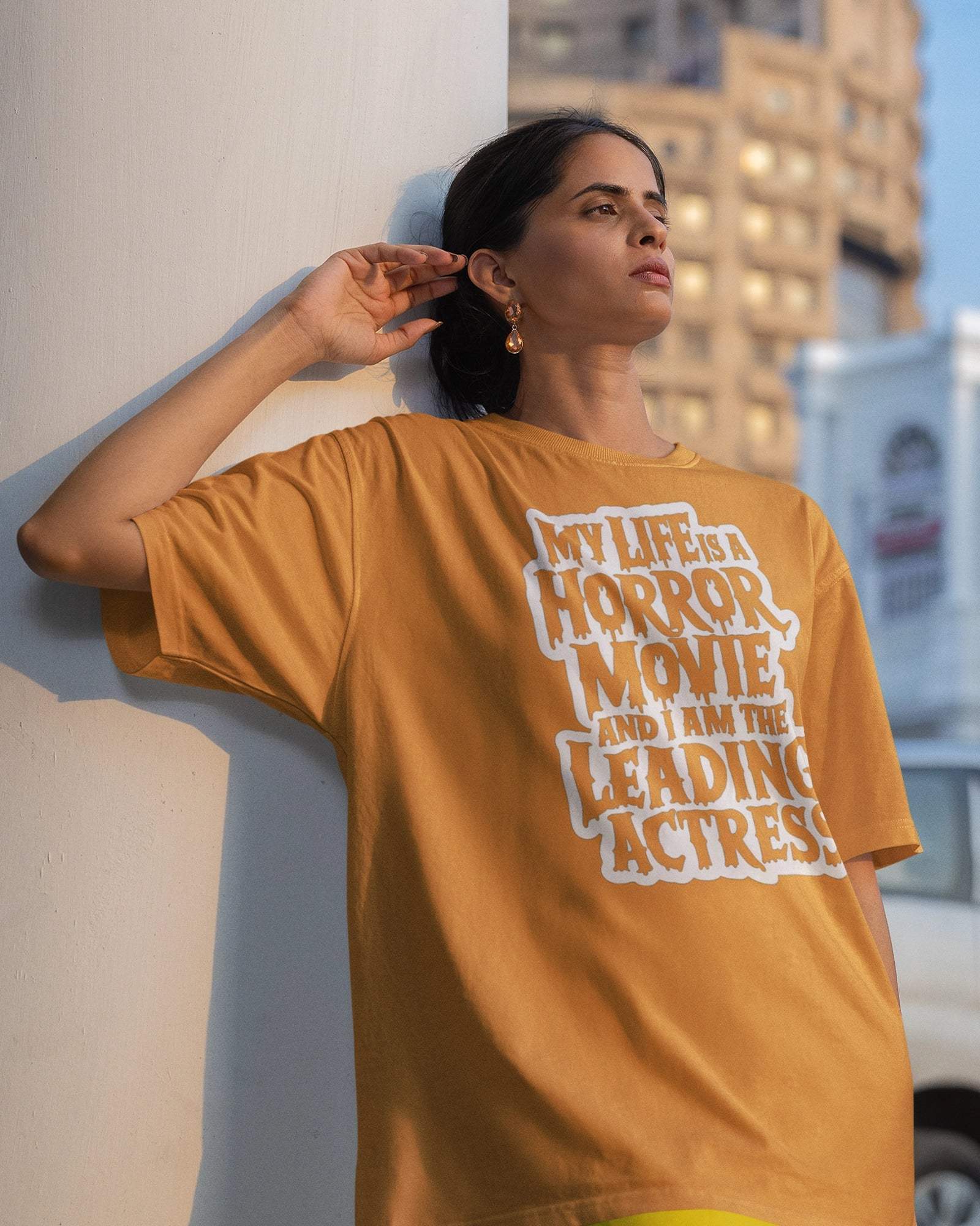 Leading Actress Women's Oversized Tshirt - zenrobe- Golden-Yellow-XXL- 799.00