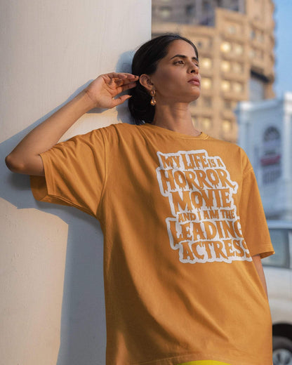 Leading Actress Women's Oversized Tshirt - zenrobe- Golden-Yellow-XXL- 799.00