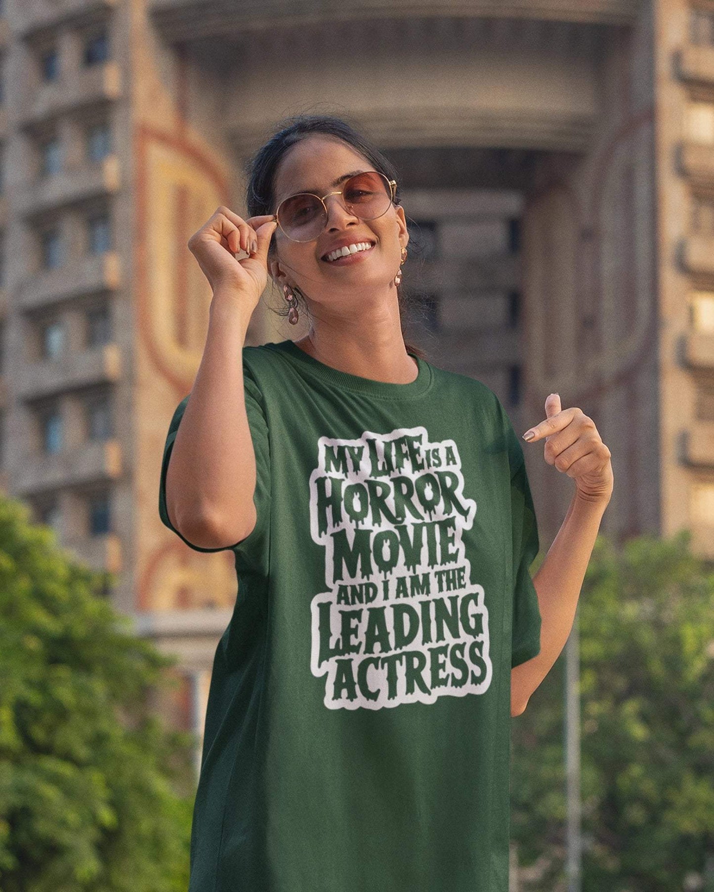 Leading Actress Women's Oversized Tshirt - zenrobe- Bottle-Green-XXL- 799.00