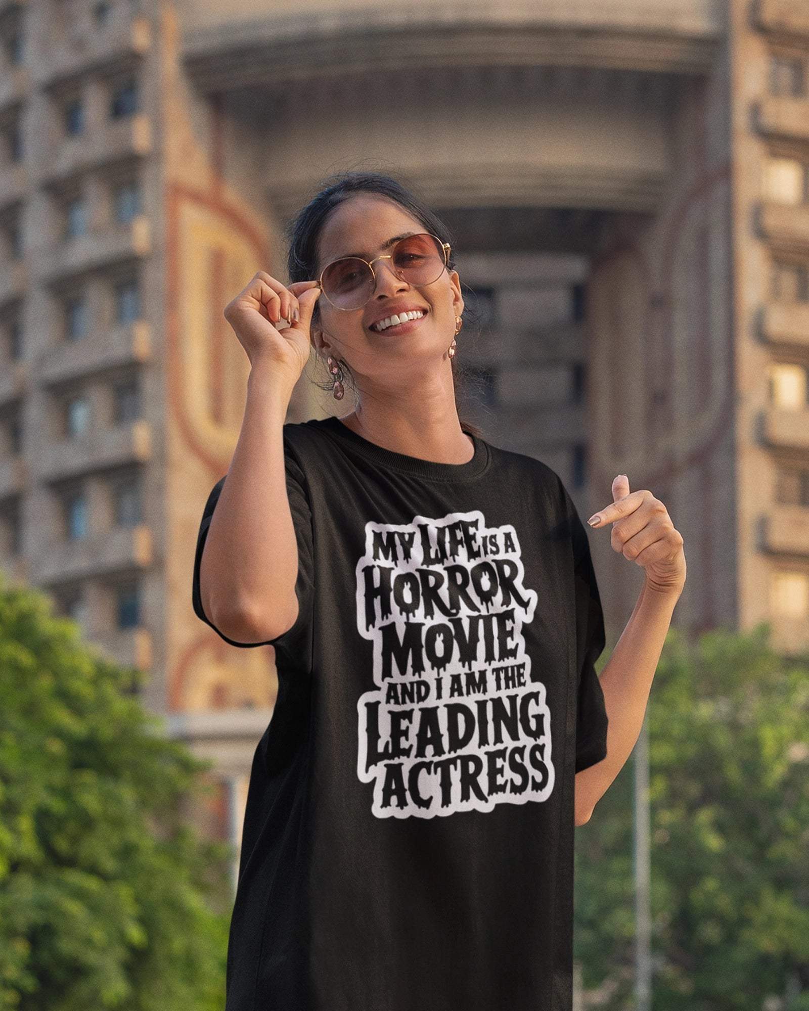 Leading Actress Women's Oversized Tshirt - zenrobe- Black-XXL- 799.00