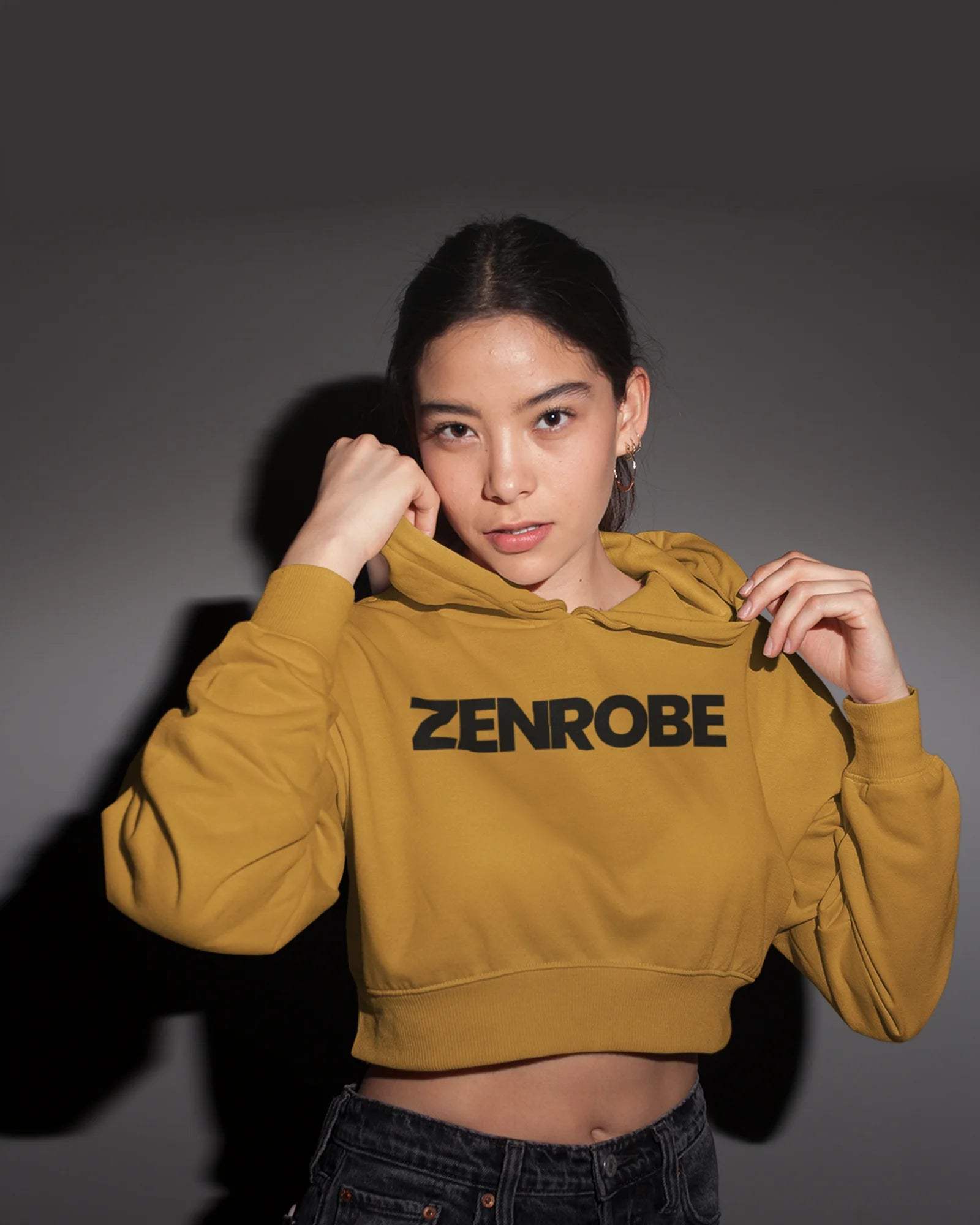 Z.R.O Perfect Crop Hoodie - zenrobe- Mustard-Yellow-XXL- 799.00