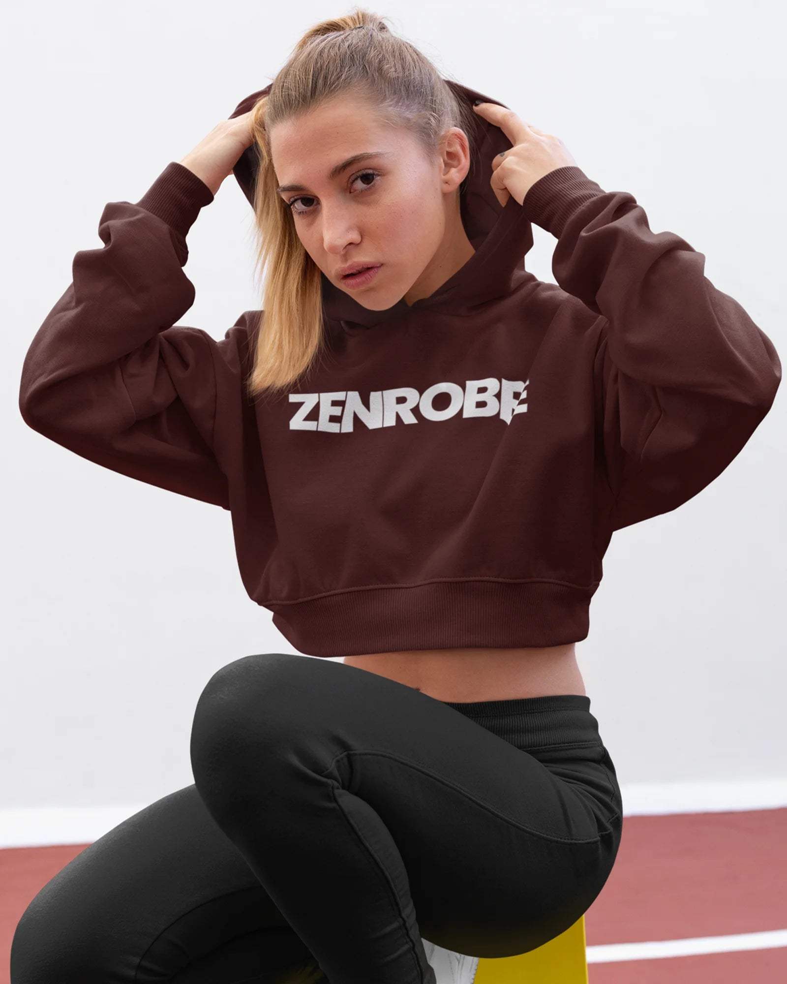 Z.R.O Perfect Crop Hoodie - zenrobe- Maroon-XXL- 799.00