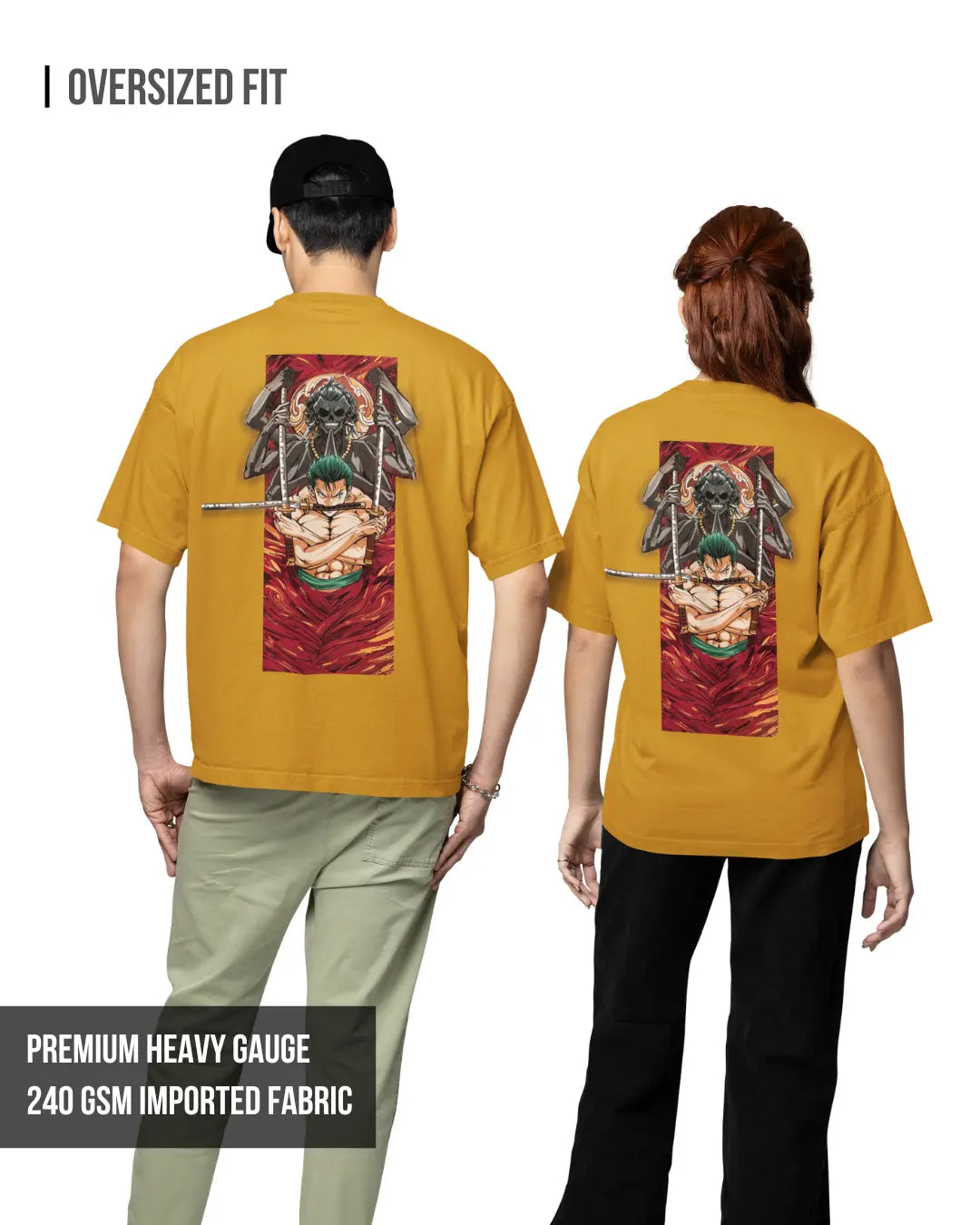 Zoro : King Of Hell | One Piece | Unisex Oversized Tshirt Golden Yellow / XXL- Golden Yellow / XXL- 799.00