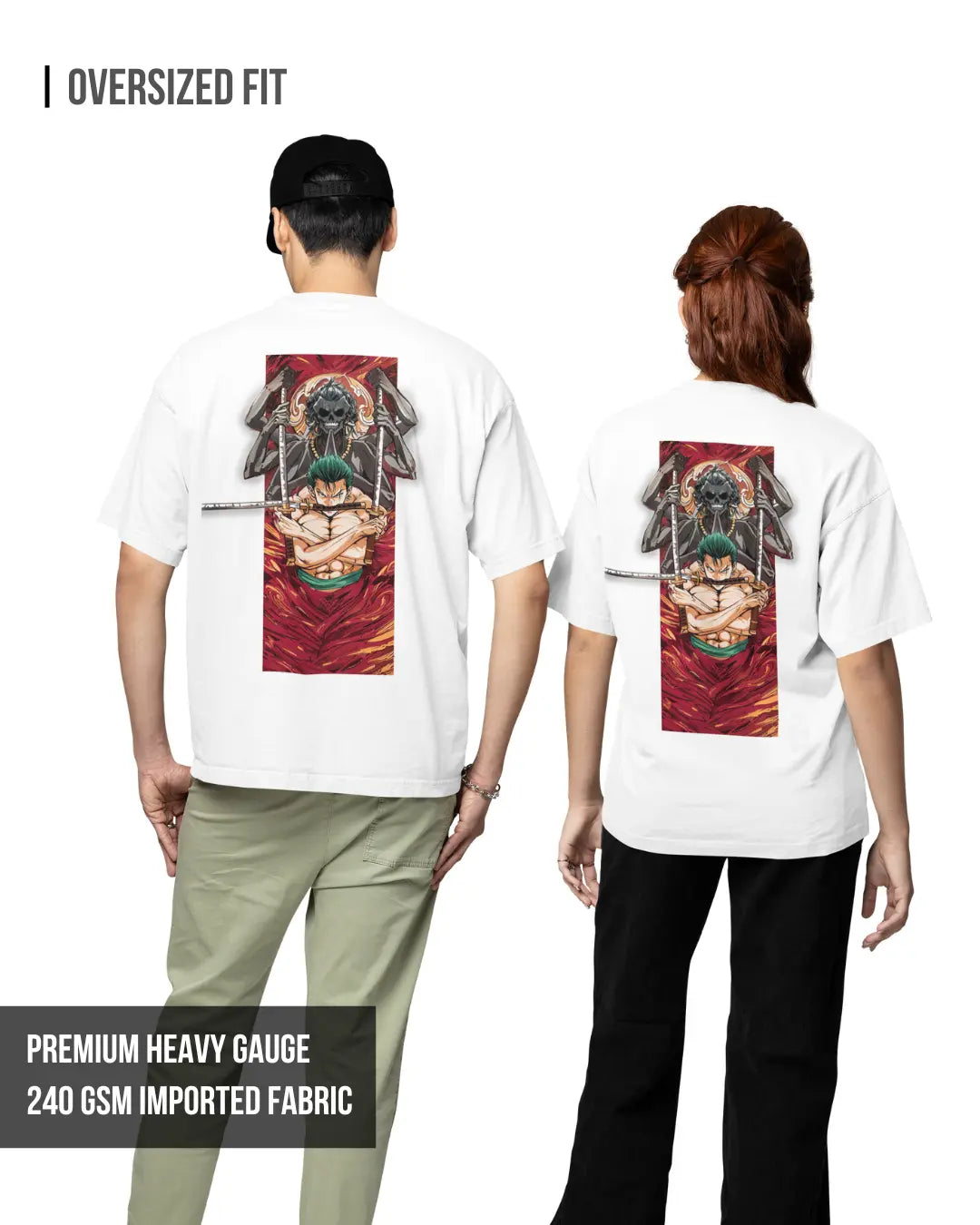 Zoro : King Of Hell | One Piece | Unisex Oversized Tshirt White / XXL- White / XXL- 799.00